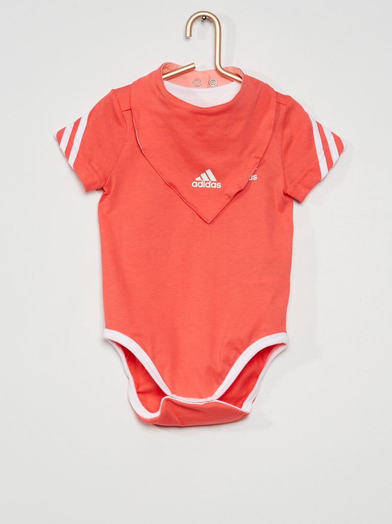 Adidas-rompertje + slabbetje roze - Kiabi