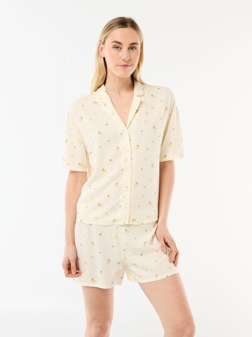 All-over gestreepte pyjamaset top + short - Kiabi