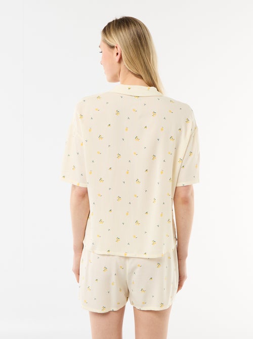 All-over gestreepte pyjamaset top + short - Kiabi