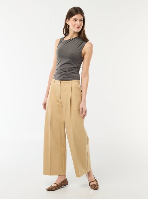 Asymmetrisch stretch T-shirt in effen kleur - Kiabi