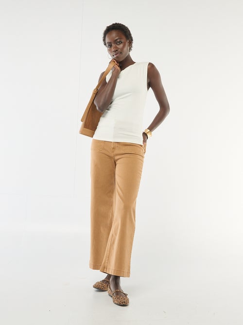 Asymmetrisch stretch T-shirt in effen kleur - Kiabi