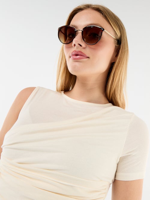 Asymmetrisch T-shirt met gedrapeerde schouder - Kiabi