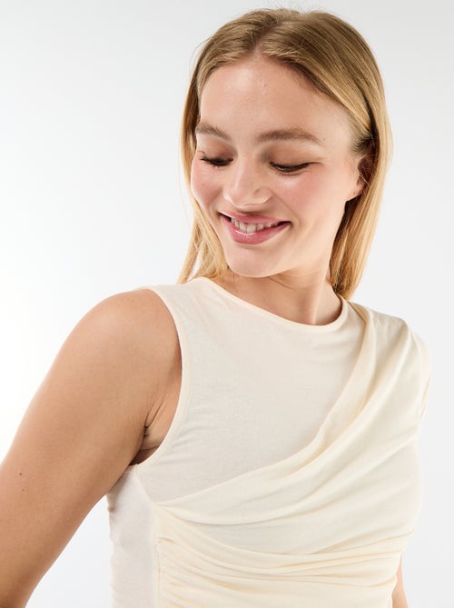 Asymmetrisch T-shirt met gedrapeerde schouder - Kiabi