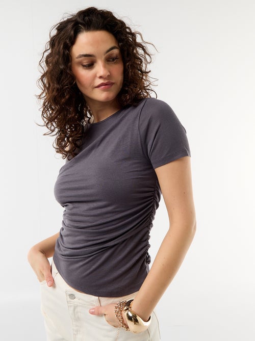 Asymmetrisch T-shirt met gedrapeerde schouder - Kiabi