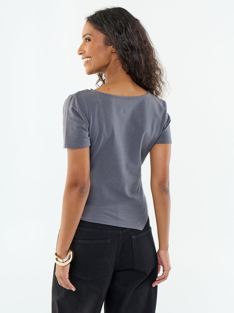 Asymmetrisch T-shirt met korte mouwen Grijs - Kiabi