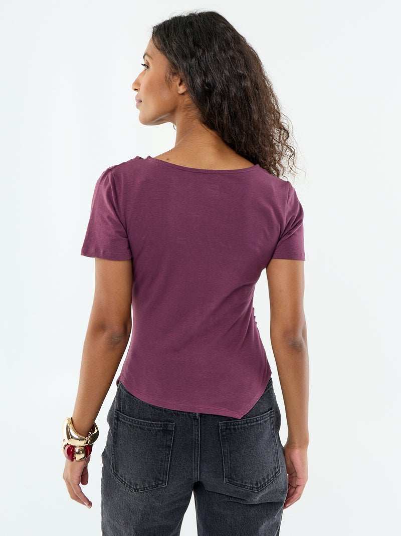 Asymmetrisch T-shirt met korte mouwen Paars - Kiabi