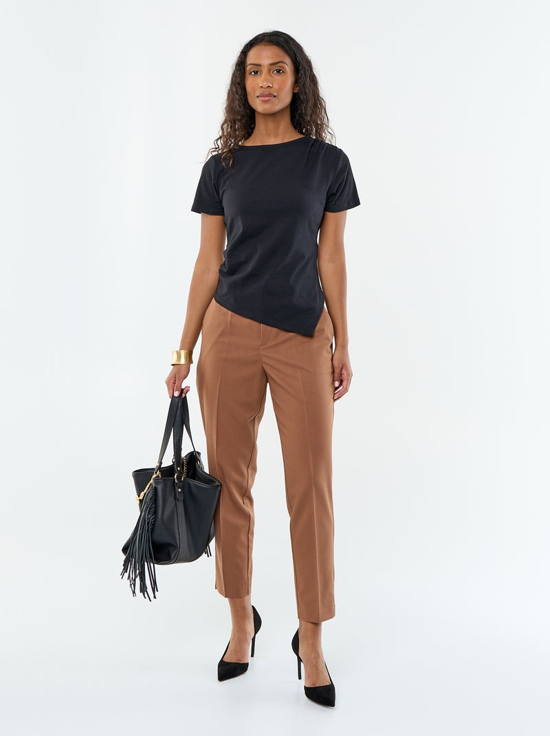 Asymmetrisch T-shirt met korte mouwen Zwart - Kiabi