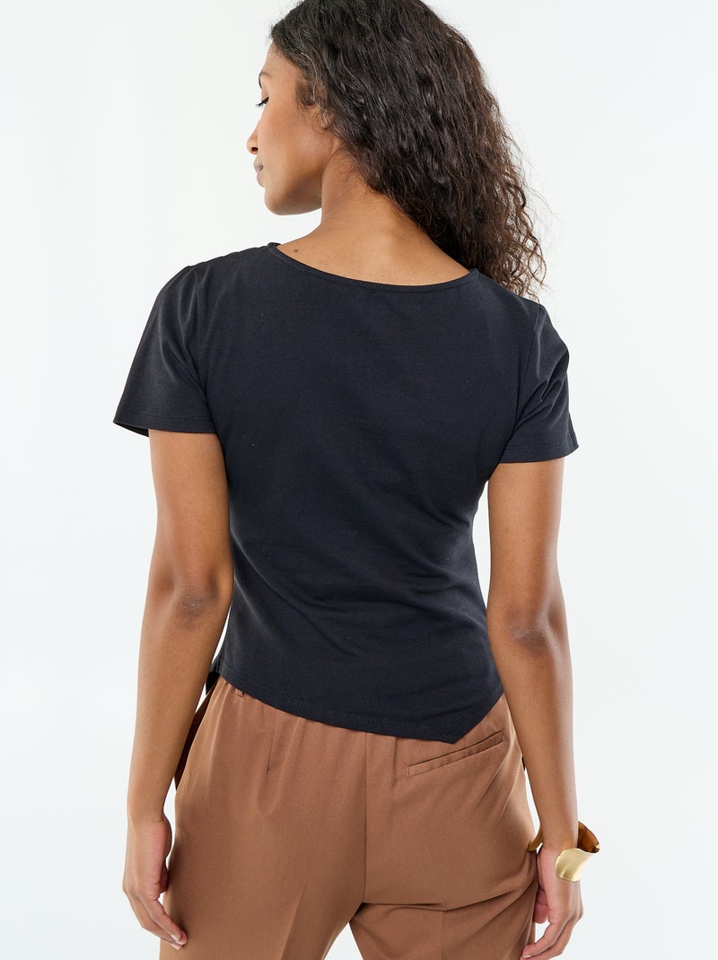 Asymmetrisch T-shirt met korte mouwen Zwart - Kiabi