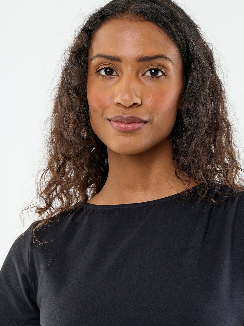 Asymmetrisch T-shirt met korte mouwen Zwart - Kiabi