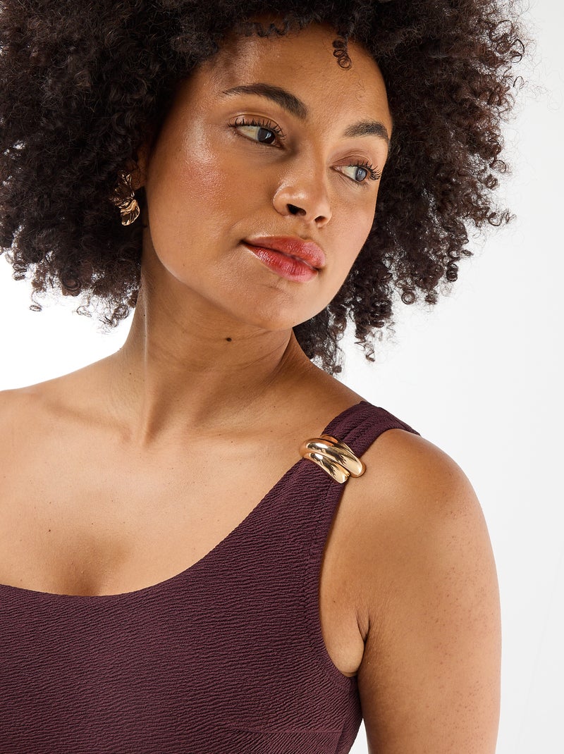 Asymmetrische beha met goudkleurig sieraad Paars - Kiabi