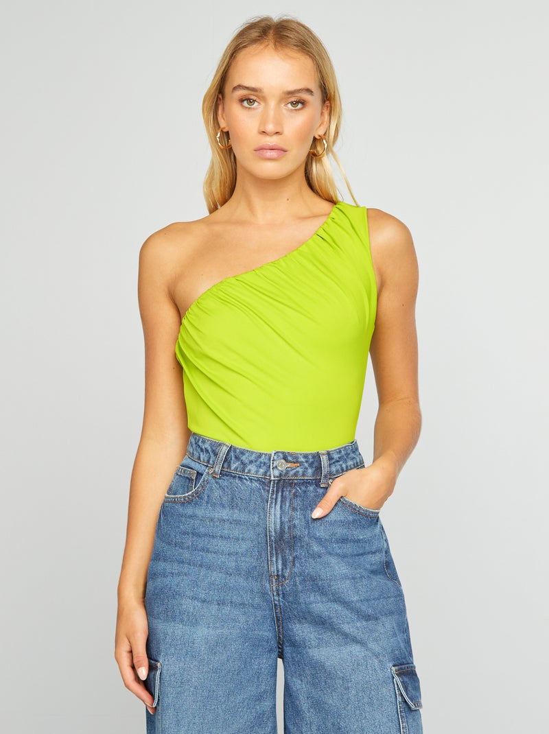 Asymmetrische body met plooitjes GROEN - Kiabi