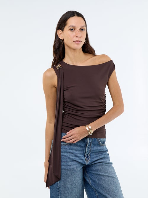 Asymmetrische effen stretchtop - Kiabi