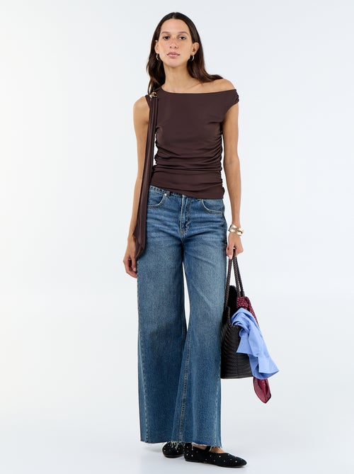 Asymmetrische effen stretchtop - Kiabi