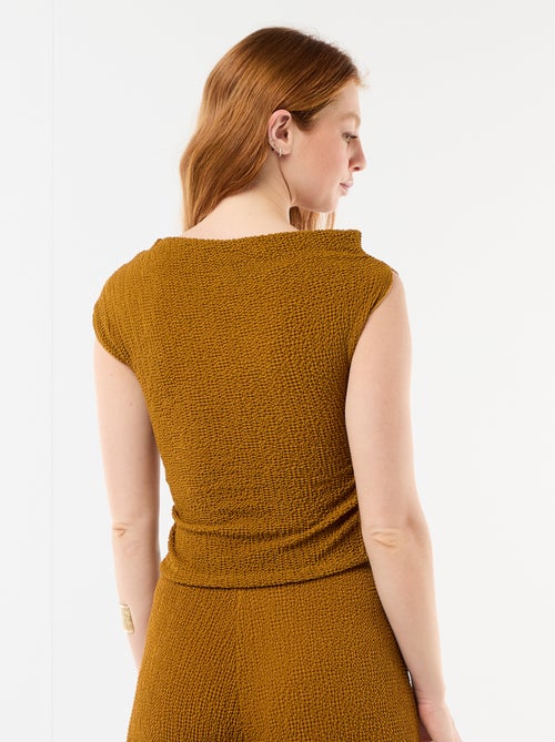 Asymmetrische effen stretchtop zonder mouwen - Kiabi