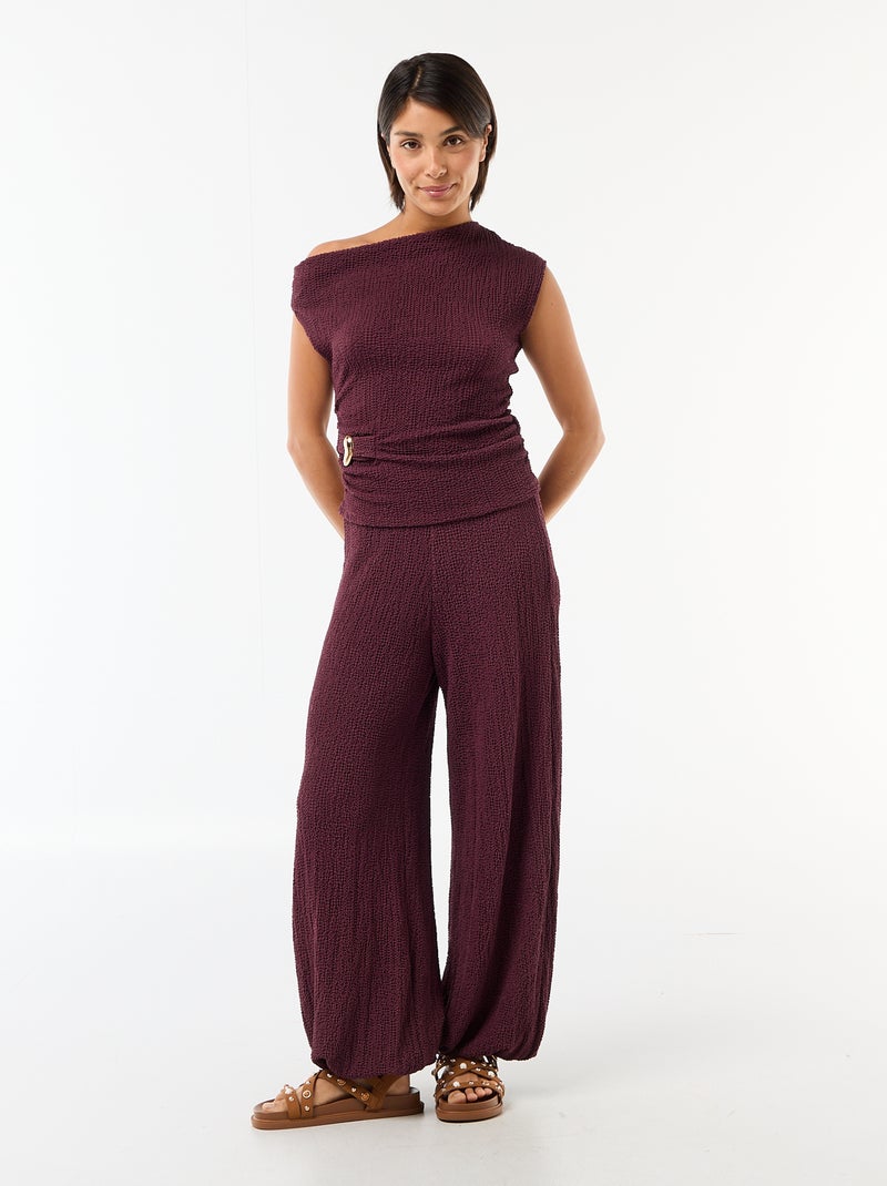 Asymmetrische effen stretchtop zonder mouwen Paars - Kiabi