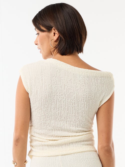 Asymmetrische effen stretchtop zonder mouwen - Kiabi