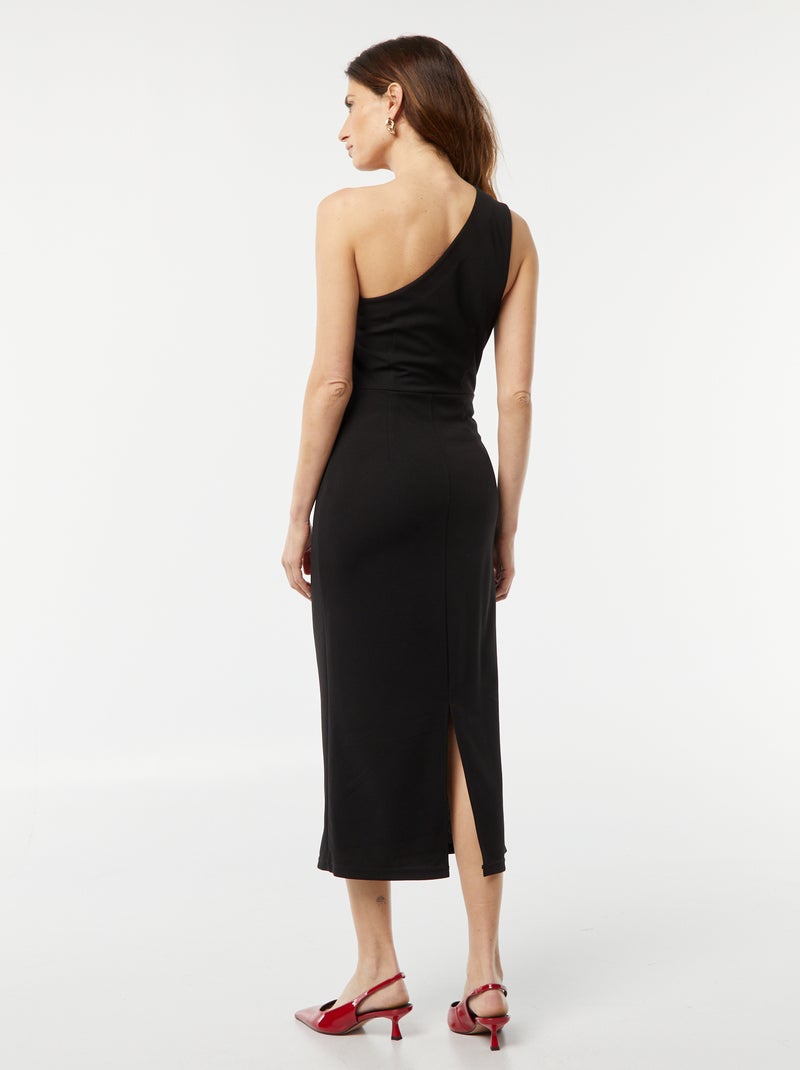 Asymmetrische halflange jurk zwart - Kiabi