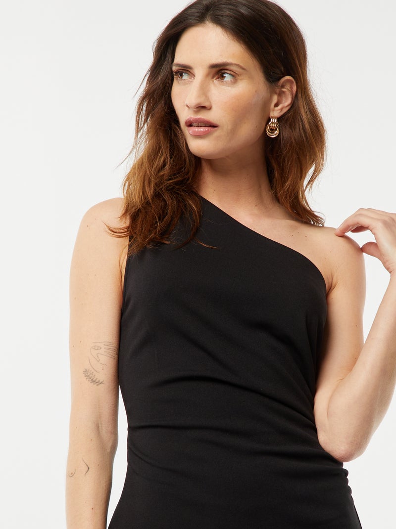 Asymmetrische halflange jurk zwart - Kiabi