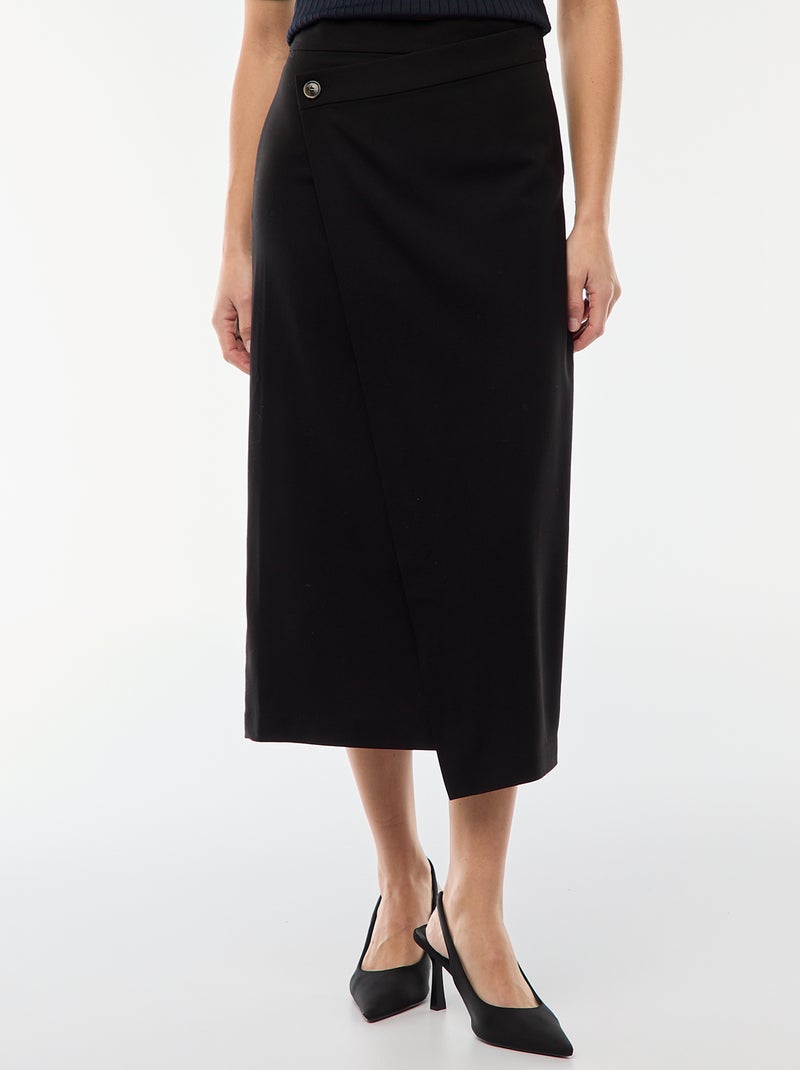Asymmetrische midirok Zwart - Kiabi