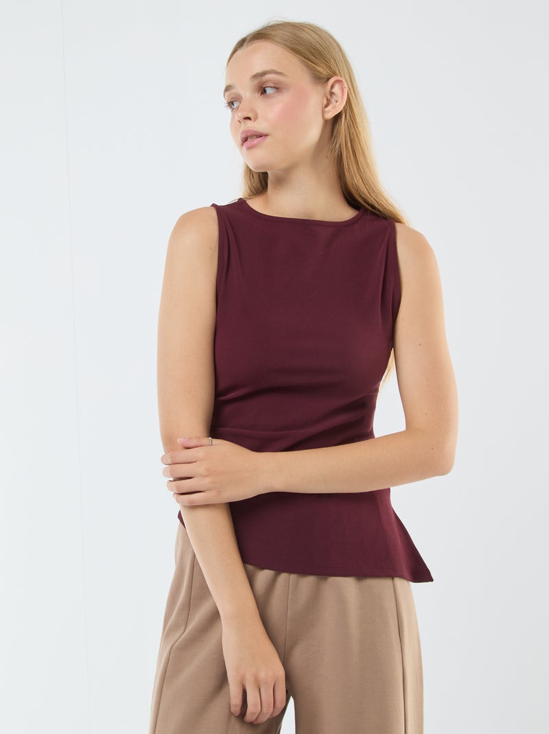 Asymmetrische mouwloze top Rood - Kiabi