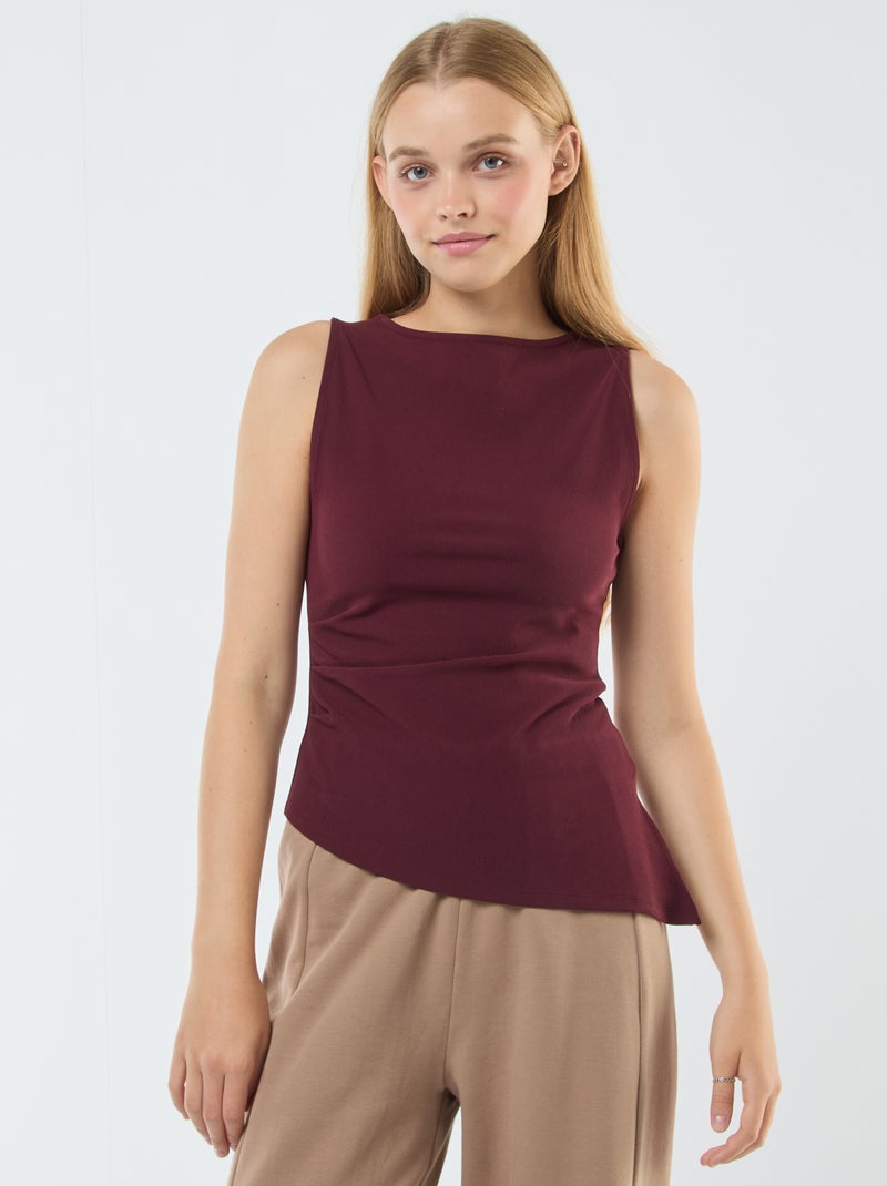 Asymmetrische mouwloze top Rood - Kiabi