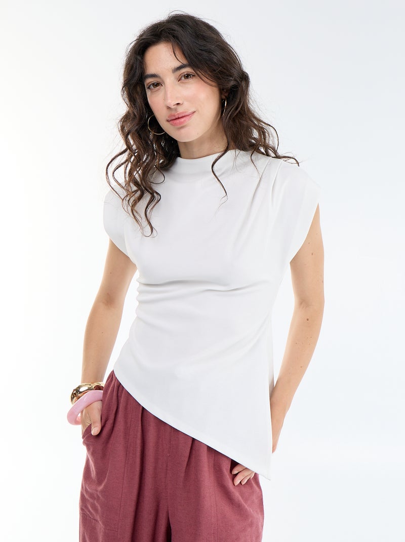Asymmetrische mouwloze top Wit - Kiabi