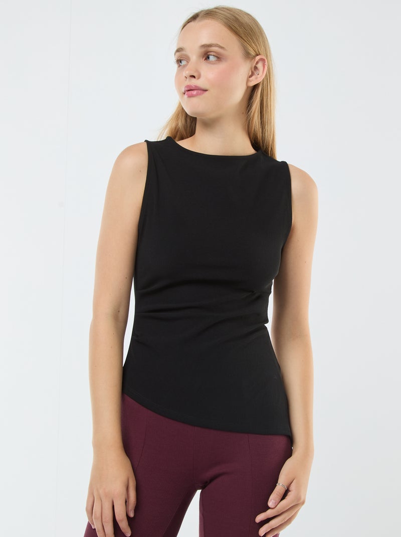 Asymmetrische mouwloze top zwart - Kiabi