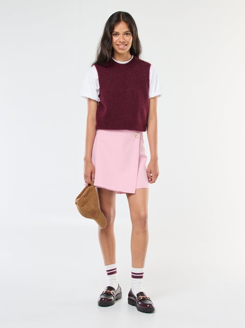 Asymmetrische skort met goudkleurige knoop - Kiabi