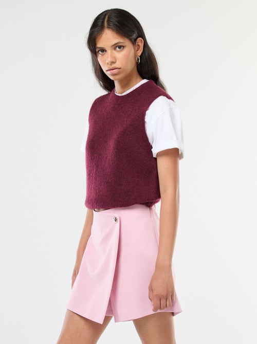 Asymmetrische skort met goudkleurige knoop - Kiabi