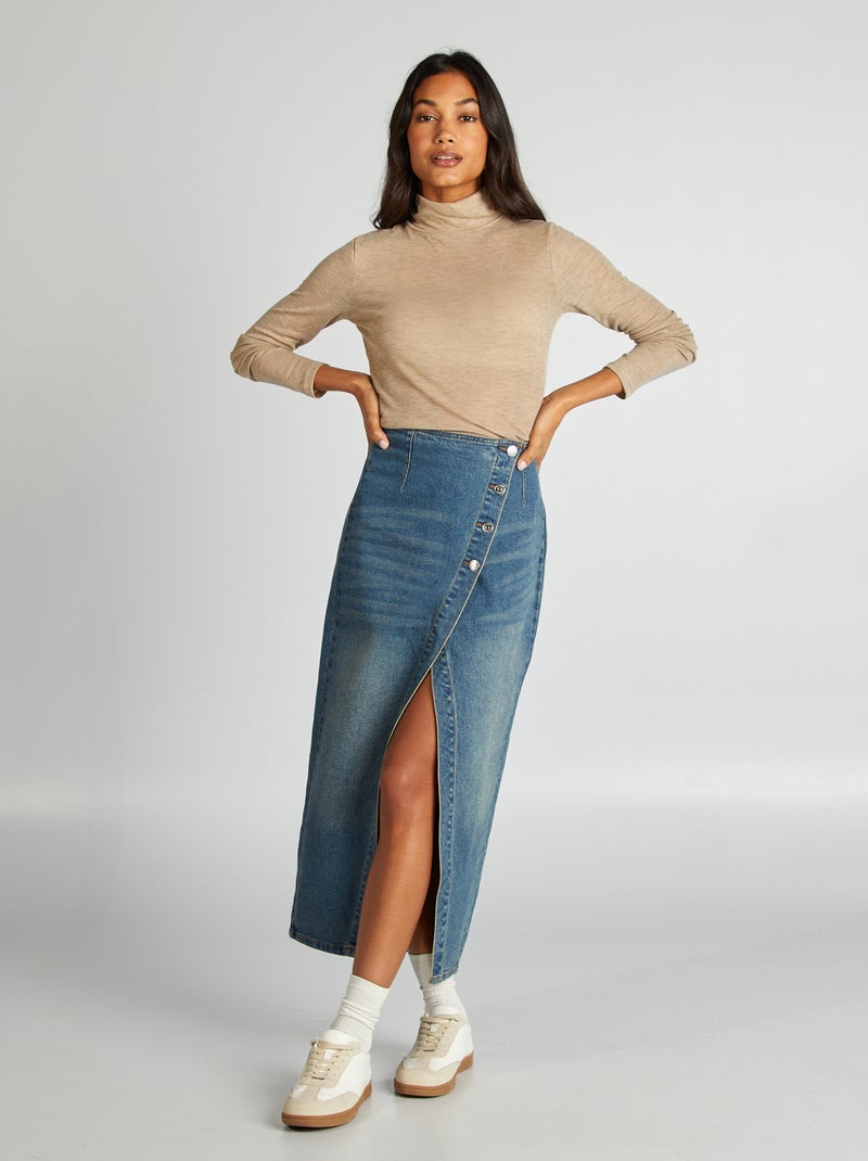 Asymmetrische spijkerrok BLAUW - Kiabi