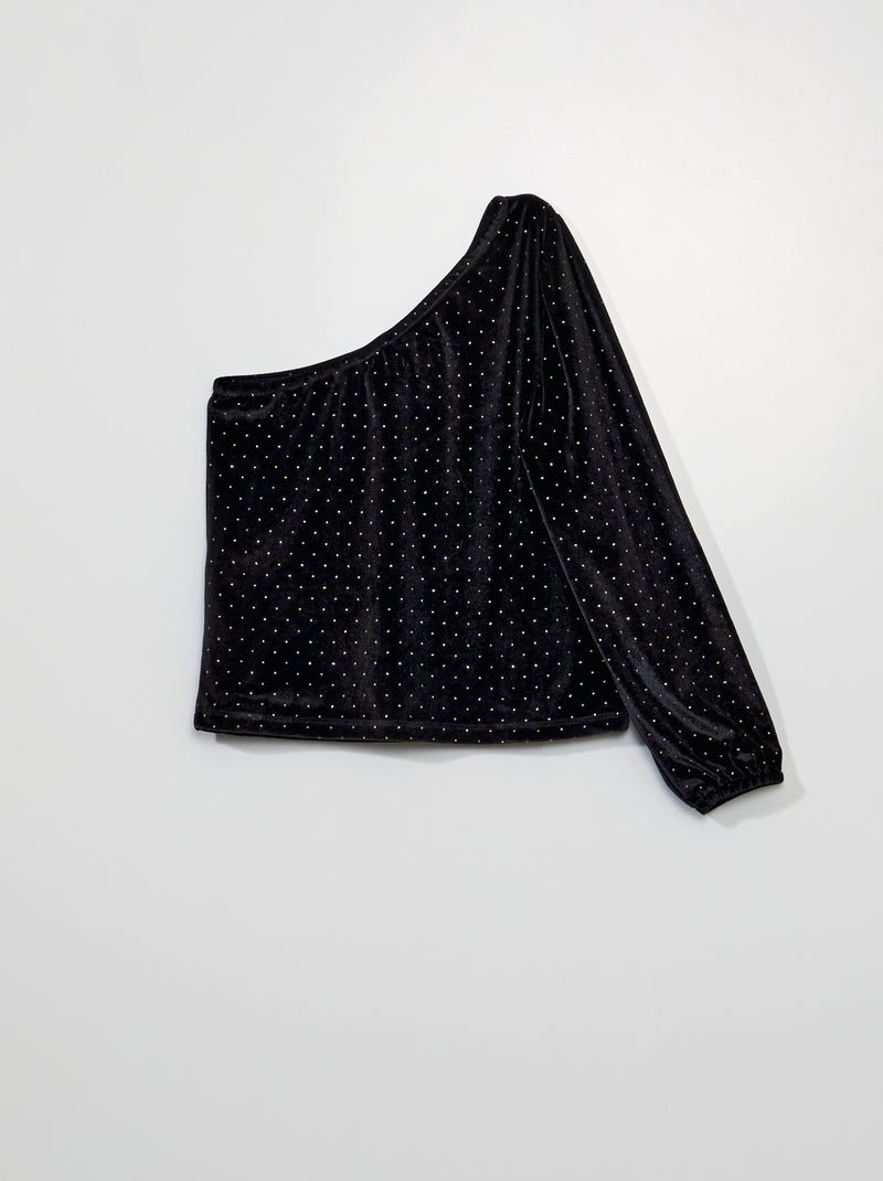 Asymmetrische top met lovertjes ZWART - Kiabi