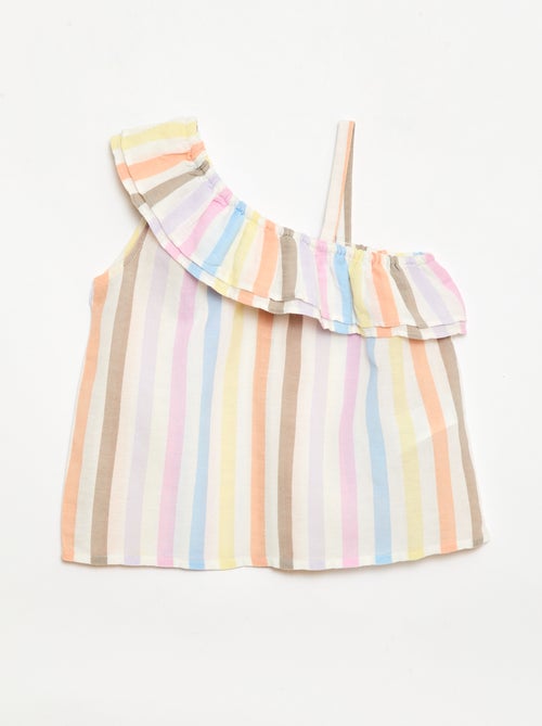 Asymmetrische top met ruches en een bandje - Kiabi