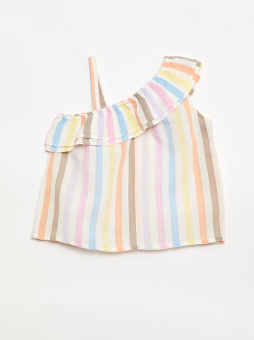 Asymmetrische top met ruches en een bandje - Kiabi
