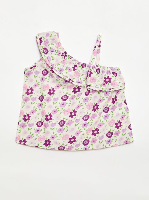 Asymmetrische top met ruches en een bandje - Kiabi