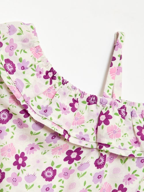 Asymmetrische top met ruches en een bandje - Kiabi