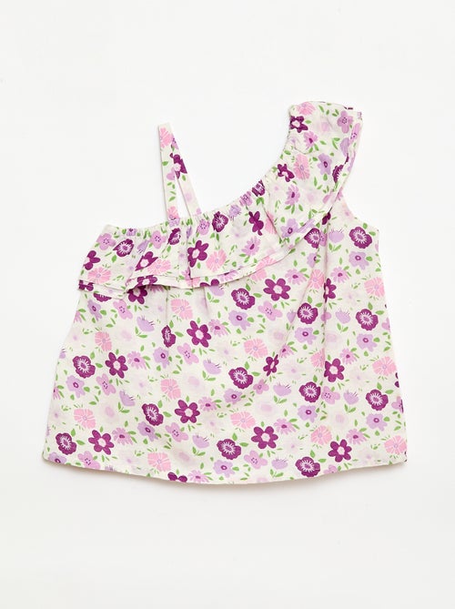 Asymmetrische top met ruches en een bandje - Kiabi