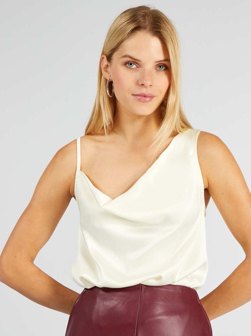 Asymmetrische top met smalle bandjes WIT - Kiabi