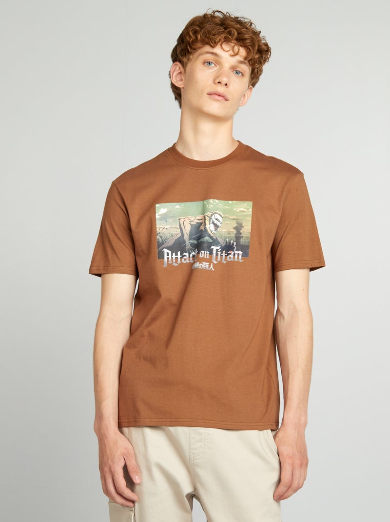 Attack on Titan-T-shirt met ronde hals BIEGE - Kiabi
