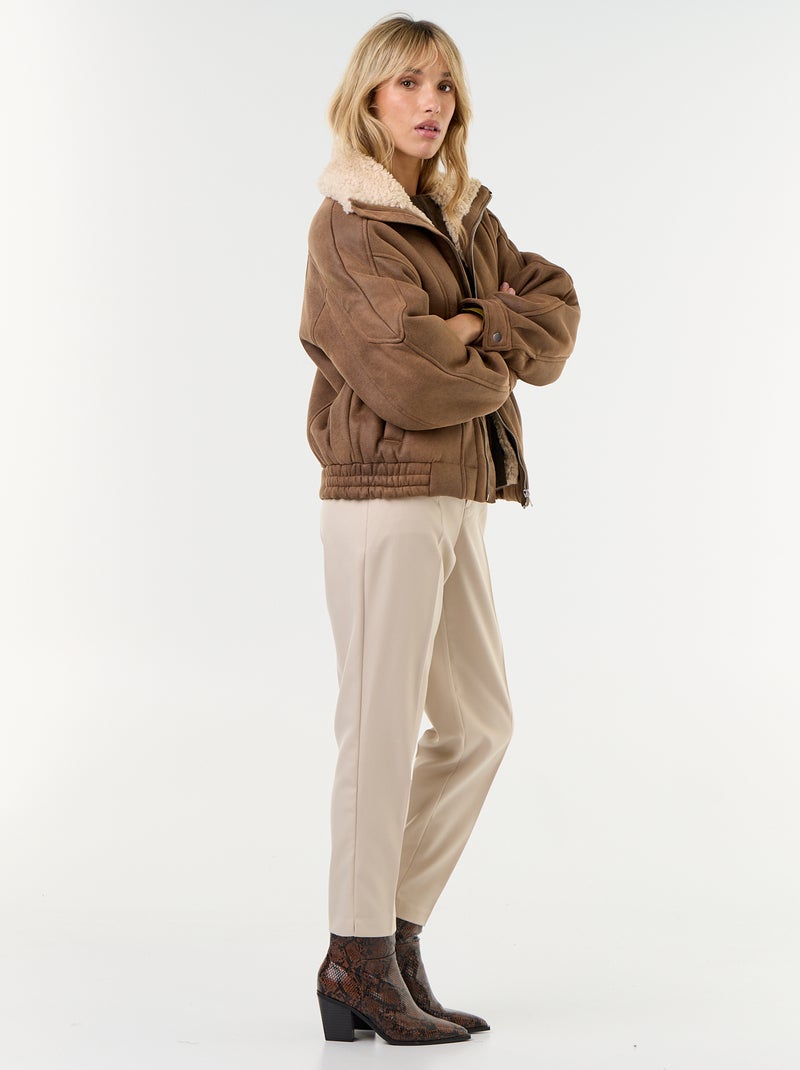 Aviatorjas met schapenvachtlook Bruin - Kiabi