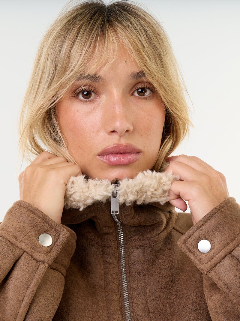 Aviatorjas met schapenvachtlook Bruin - Kiabi