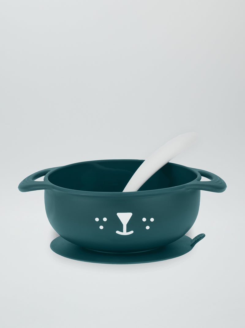 Baby Moov - Kommetje met zuignap + lepel GROEN - Kiabi