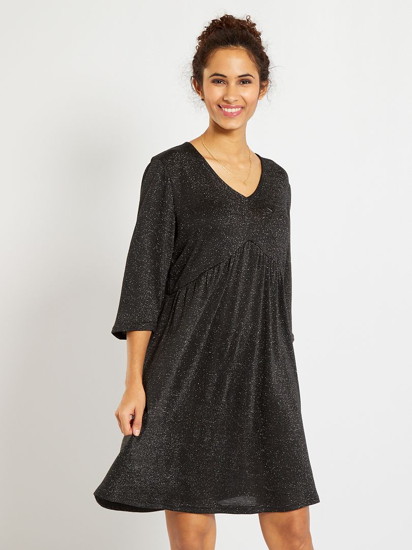 Babydoll-jurk met pailletten zwart - Kiabi