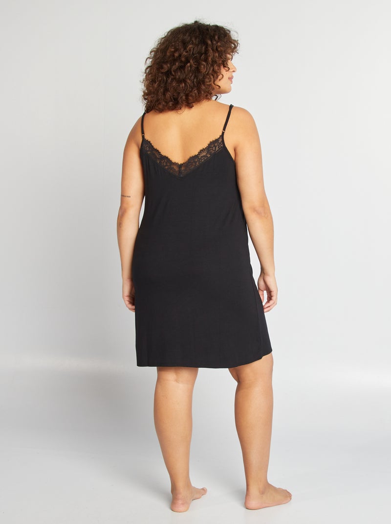 Babydoll van kant zwart - Kiabi