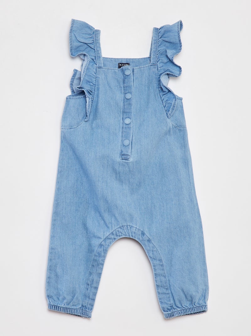 Babypakje van spijkerstof met ruchebandjes BLAUW - Kiabi