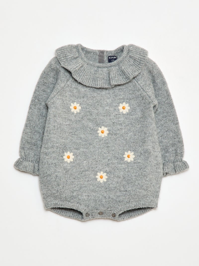 Babypakje van tricot met borduursel Grijs - Kiabi