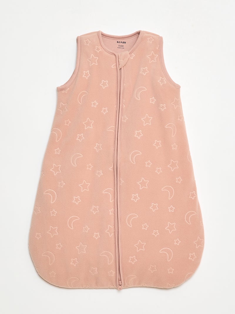 Babyslaapzakje van warme fleecestof met afneembare mouwen met drukknopen, TOG-waarde 2.5 Rose - Kiabi