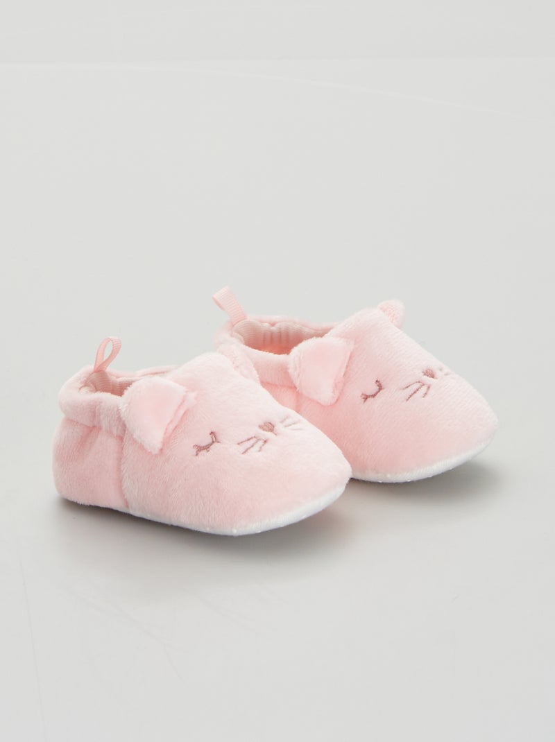 Babyslofjes van velours roze - Kiabi