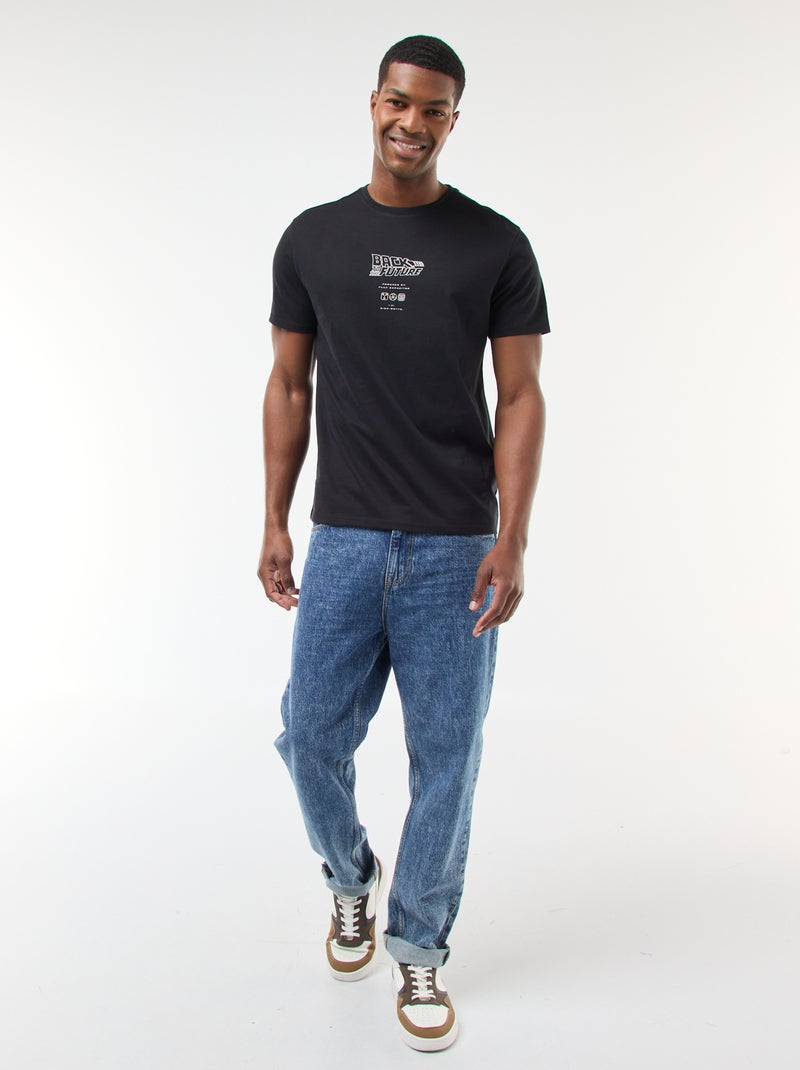 Back to the Future-T-shirt met print voor en achter Zwart - Kiabi