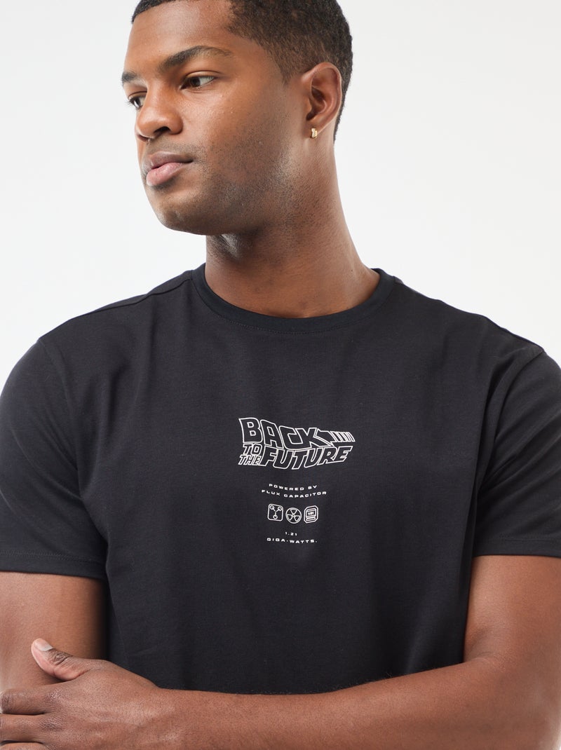 Back to the Future-T-shirt met print voor en achter Zwart - Kiabi