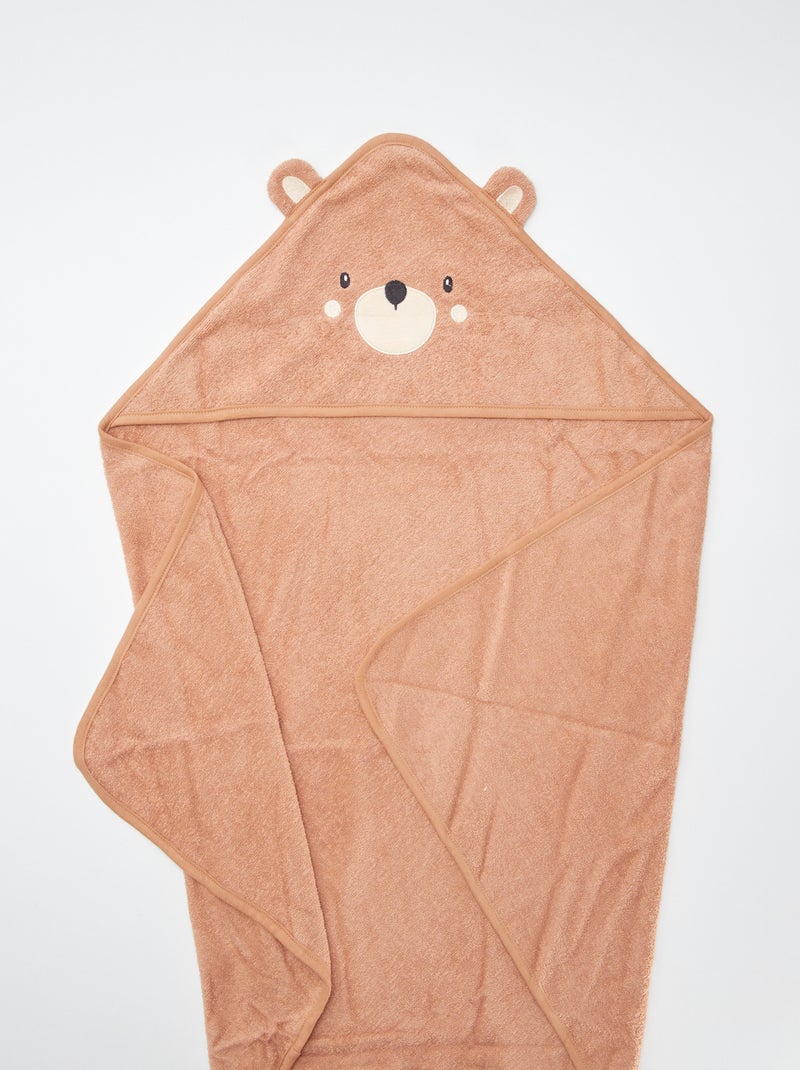 Badcape van badstof met dierenoortjes BRUIN - Kiabi